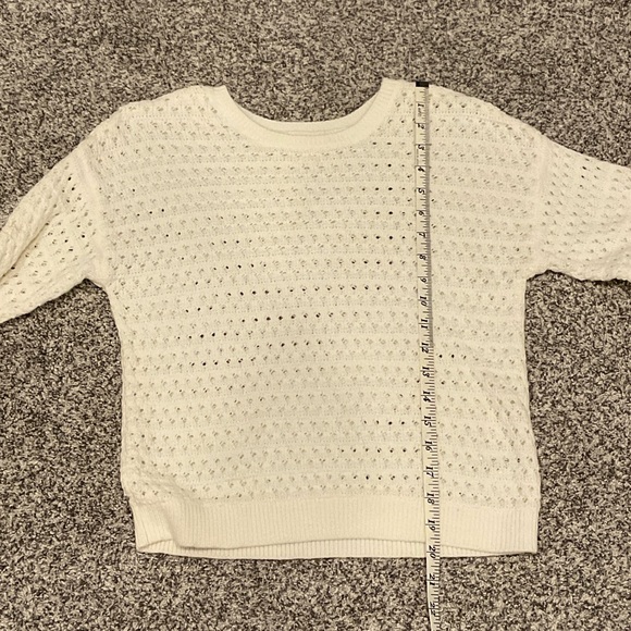 Cream Knit Sweater, feminine Boho crochet, kids, girl, size 14 - Picture 7 of 10